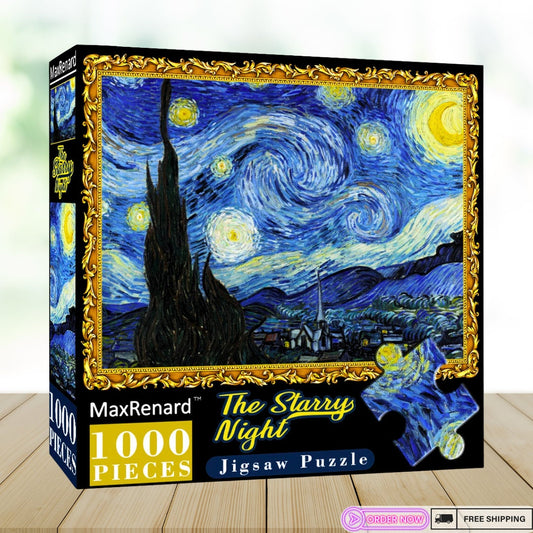 Van Gogh Starry Night 1000-Piece Jigsaw Puzzle BIG 68x49cm, Eco-Friendly Paper, Perfect Christmas & Birthday Gift for Adults Art Masterpiece