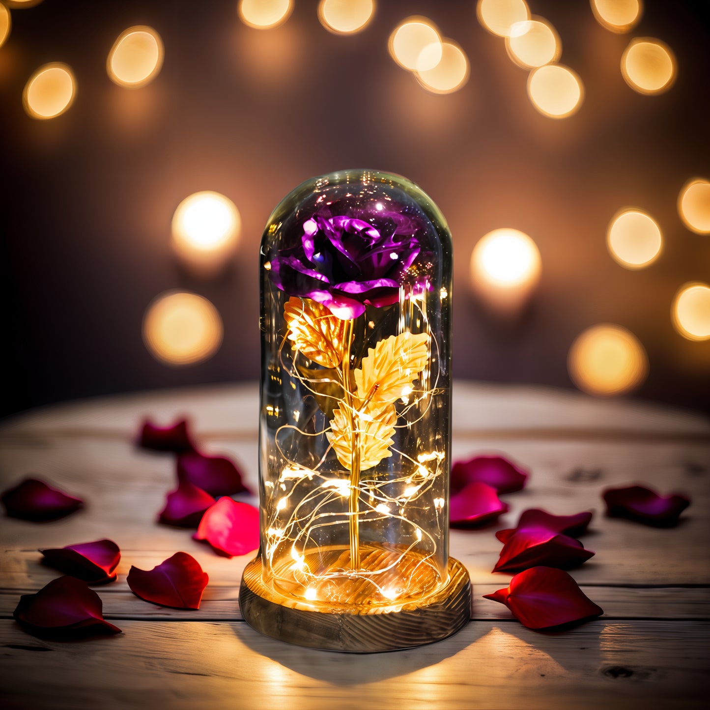 Eternal Rose in Glass Dome – Galaxy LED Beauty - Best Wedding Decor - Creative Valentine's and Mother's Day Gift – Beautiful Flower Light