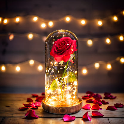 Eternal Rose in Glass Dome – Galaxy LED Beauty - Best Wedding Decor - Creative Valentine's and Mother's Day Gift – Beautiful Flower Light