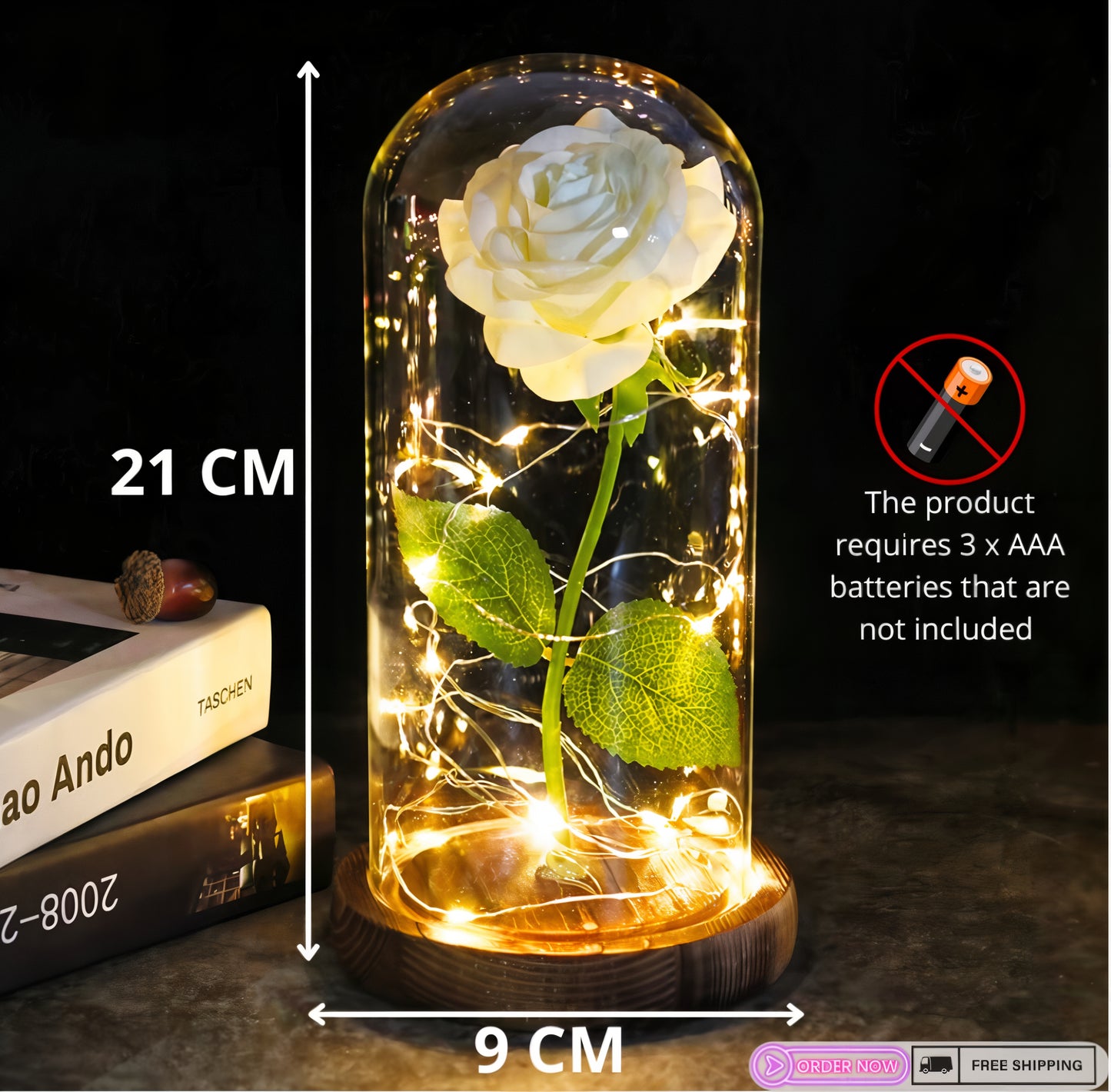 Eternal Rose in Glass Dome – Galaxy LED Beauty - Best Wedding Decor - Creative Valentine's and Mother's Day Gift – Beautiful Flower Light